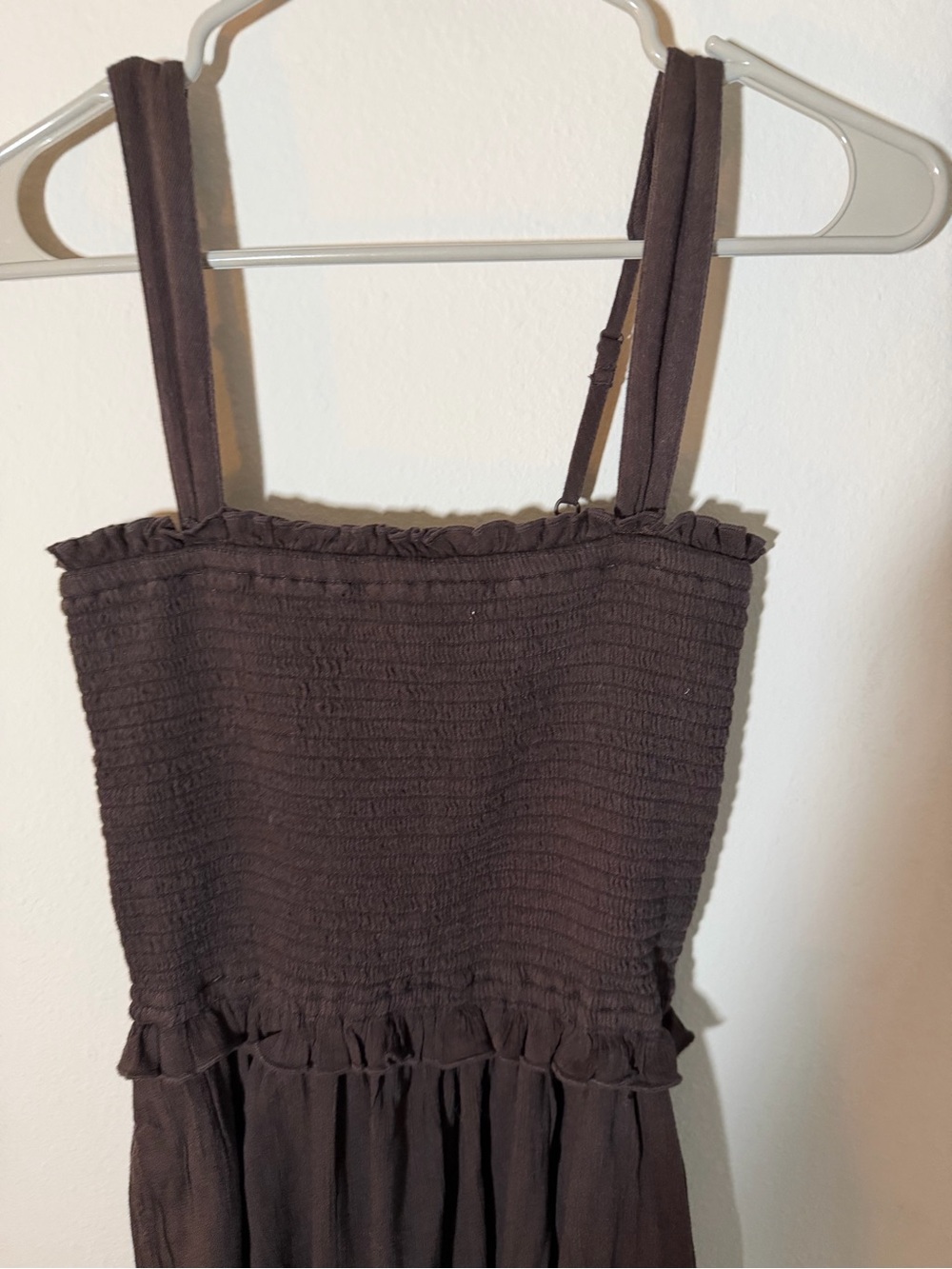 Aerie Brown Smocked Maxi Dress with Adjustable Straps NWT - Picture 3 of 4